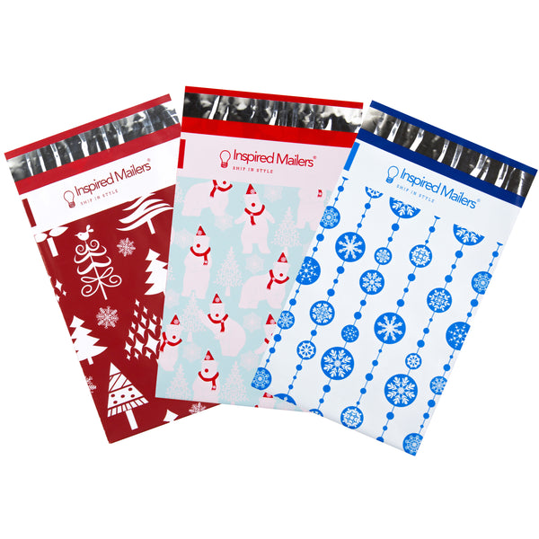 6x9 Holiday Variety Pack - Polar Bears, Red Christmas Trees, Blue Snowflake Baubles