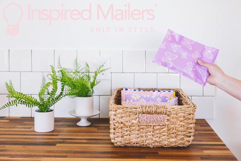 Inspired Mailers Flat Poly Mailers Purple Butterflies - 6x9